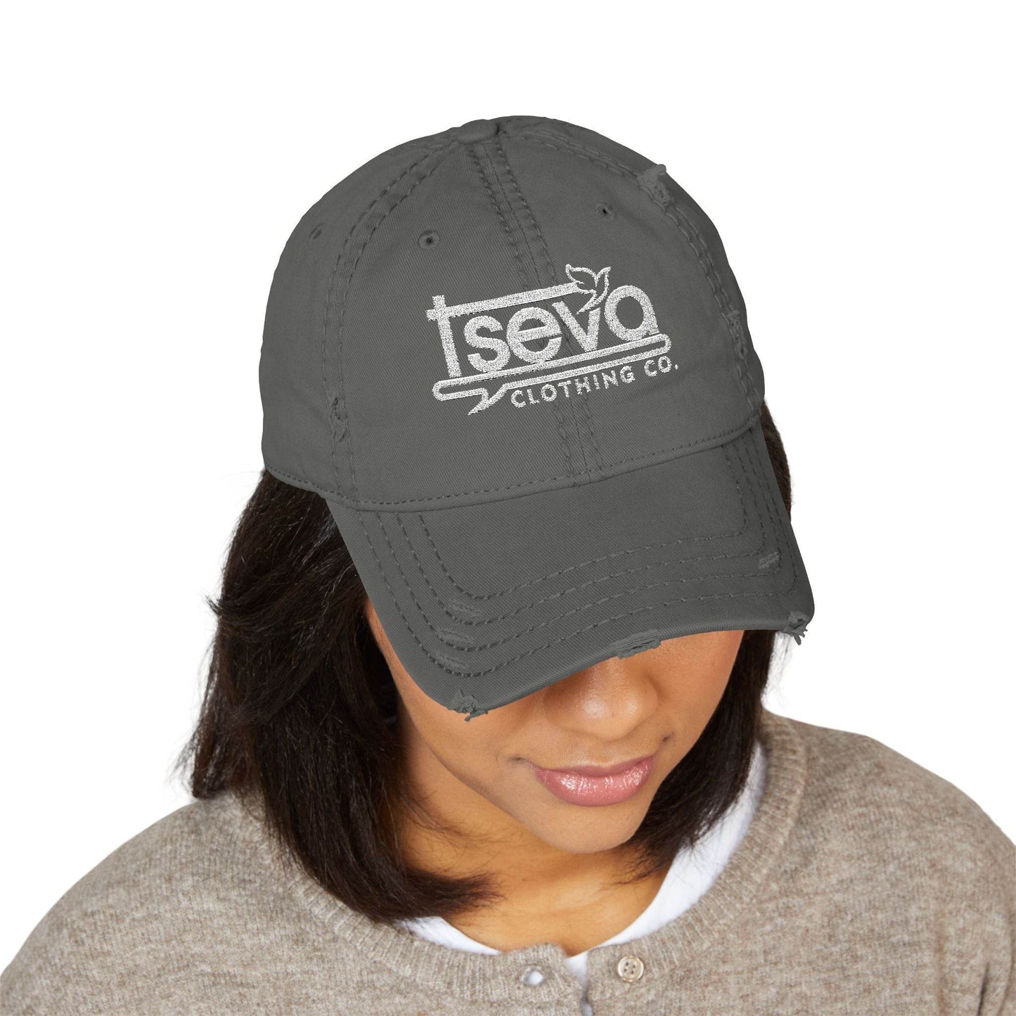 Dad Hat - Tseva Logo Distressed Embroidery Cap - Tseva Clothing Co.