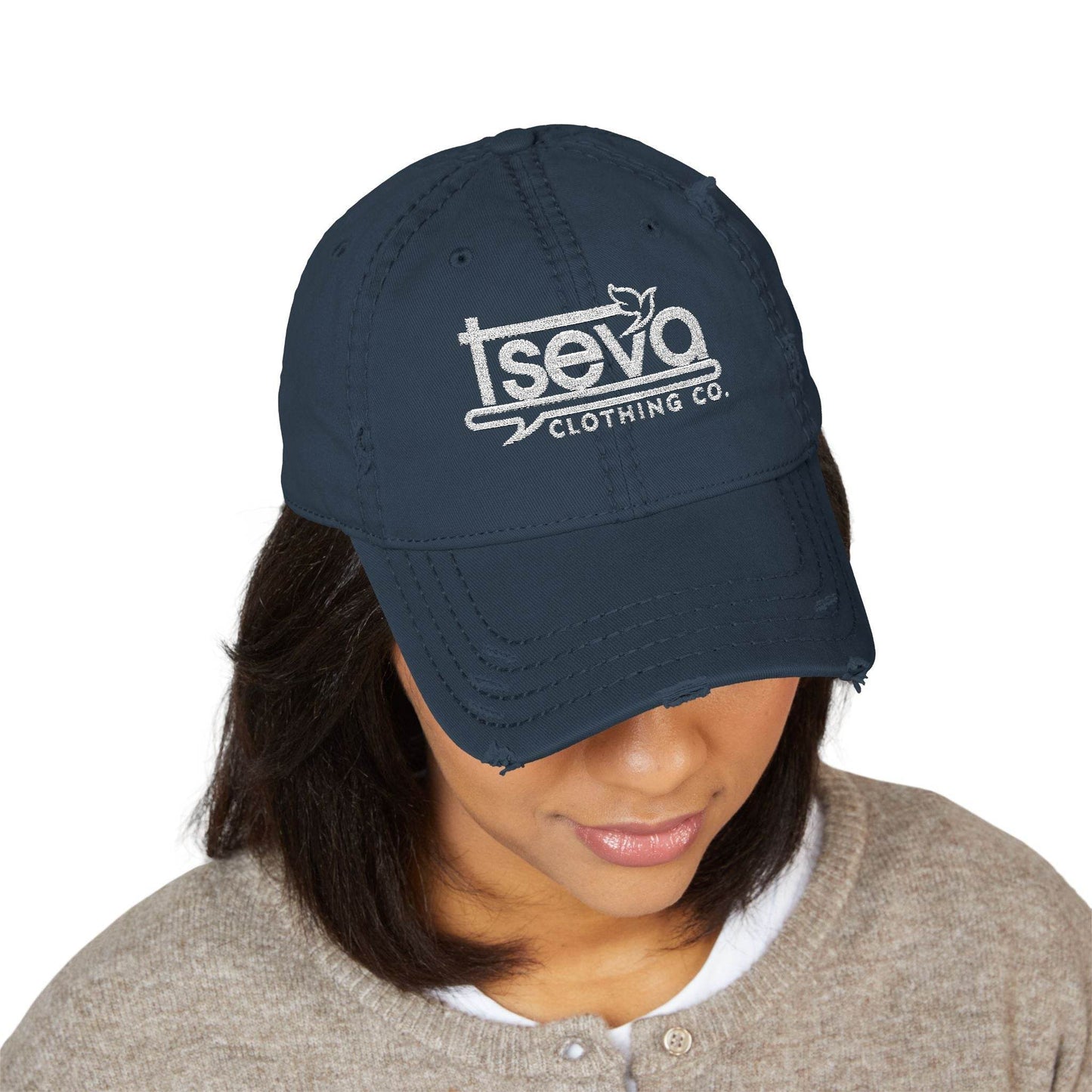 Dad Hat - Tseva Logo Distressed Embroidery Cap - Tseva Clothing Co.