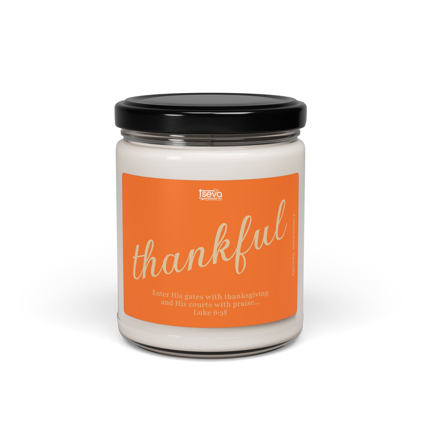 "Thankful" 9 oz Cinnamon and Vanilla Scented Candle