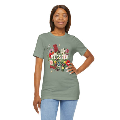 Floral Blessed Jersey T-Shirt - Tseva Clothing Co.
