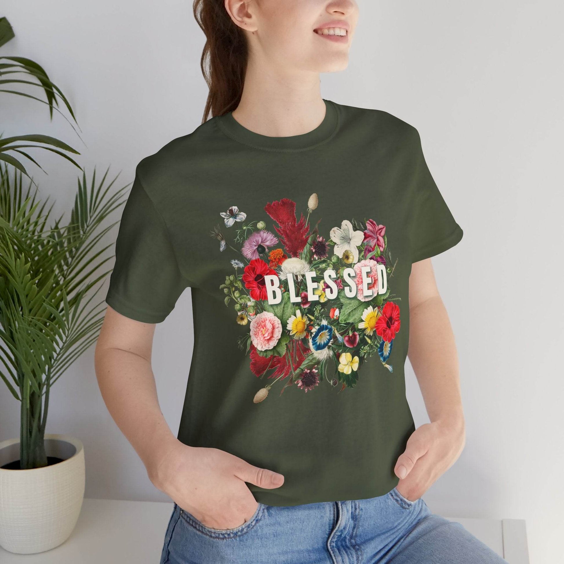 Floral Blessed Jersey T-Shirt - Tseva Clothing Co.