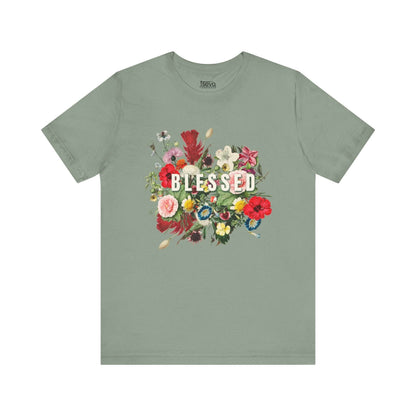 Floral Blessed Jersey T-Shirt - Tseva Clothing Co.
