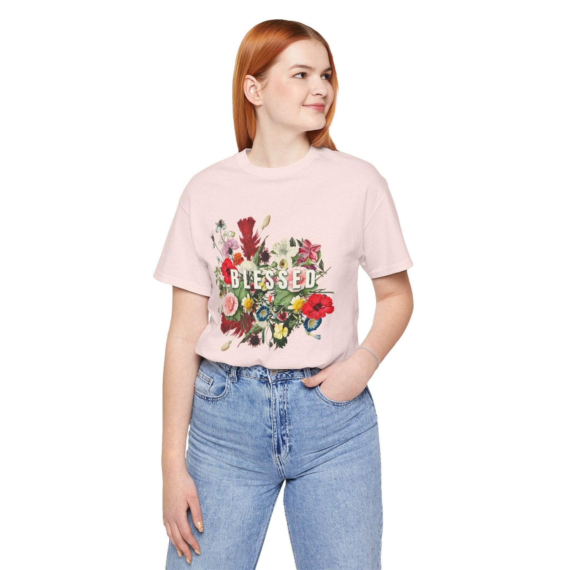 Floral Blessed Jersey T-Shirt - Tseva Clothing Co.