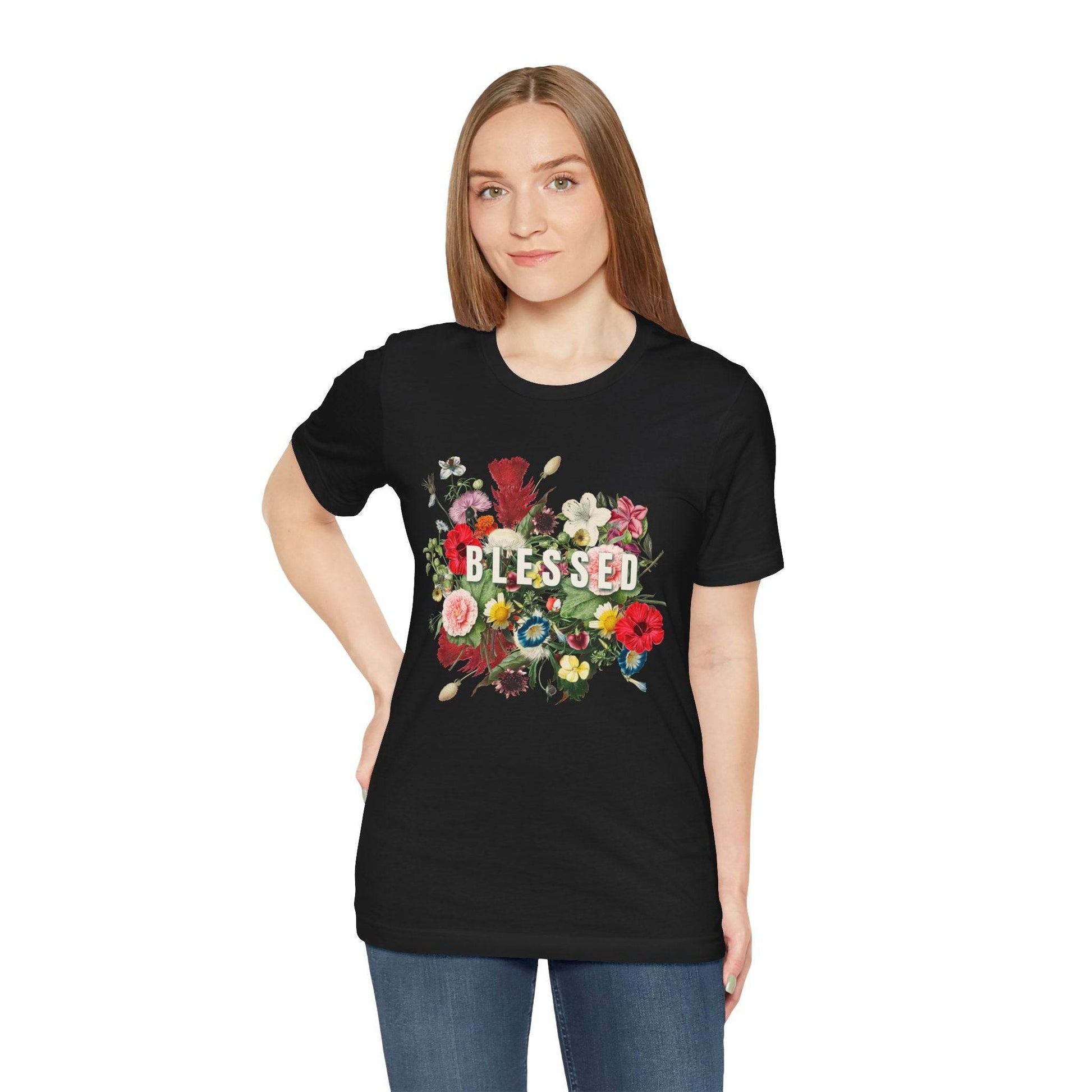Floral Blessed Jersey T-Shirt - Tseva Clothing Co.