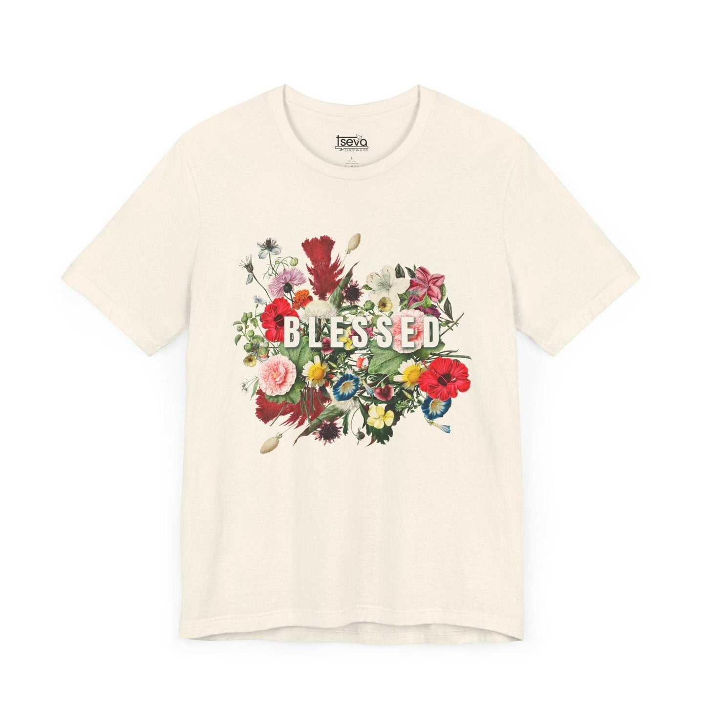 Floral Blessed Jersey T-Shirt - Tseva Clothing Co.