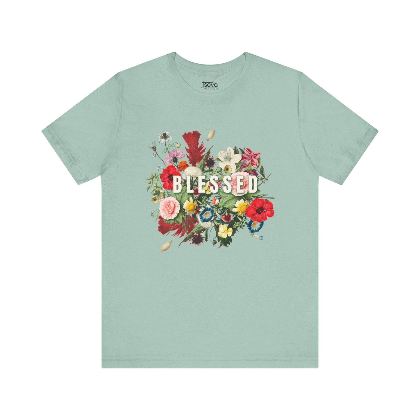 Floral Blessed Jersey T-Shirt - Tseva Clothing Co.