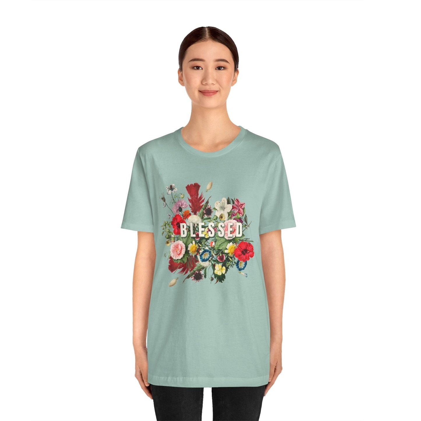 Floral Blessed Jersey T-Shirt - Tseva Clothing Co.