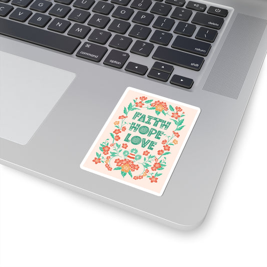 Faith Hope Love Floral Sticker - 1 Corinthians 13:13