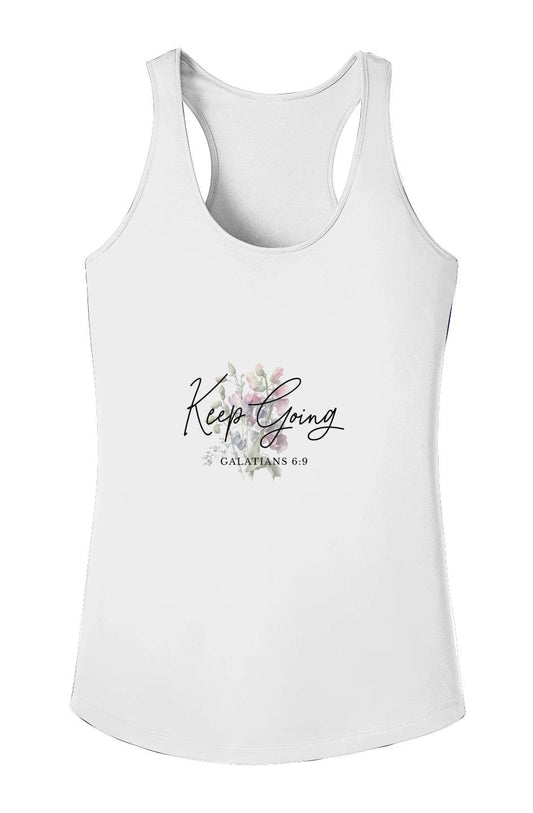 Keep Going Galatians 6:9 Racerback Tank Top - Tseva Clothing Co.