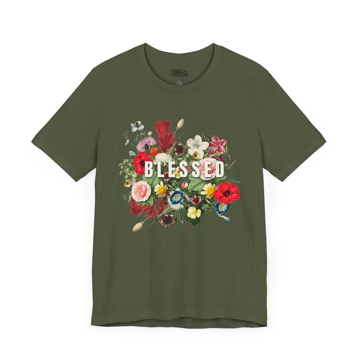 Floral Blessed Jersey T-Shirt - Tseva Clothing Co.