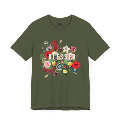 Floral Blessed Jersey T-Shirt - Tseva Clothing Co.